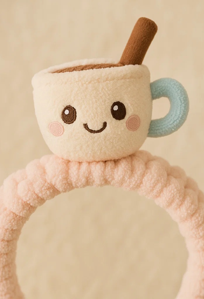 Hot Chocolate Plush Baby Headband – Smiling Mug with Cinnamon Stick